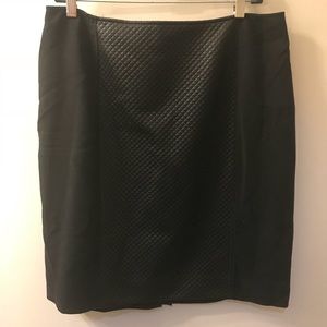 Tahari black skirt with leather detail